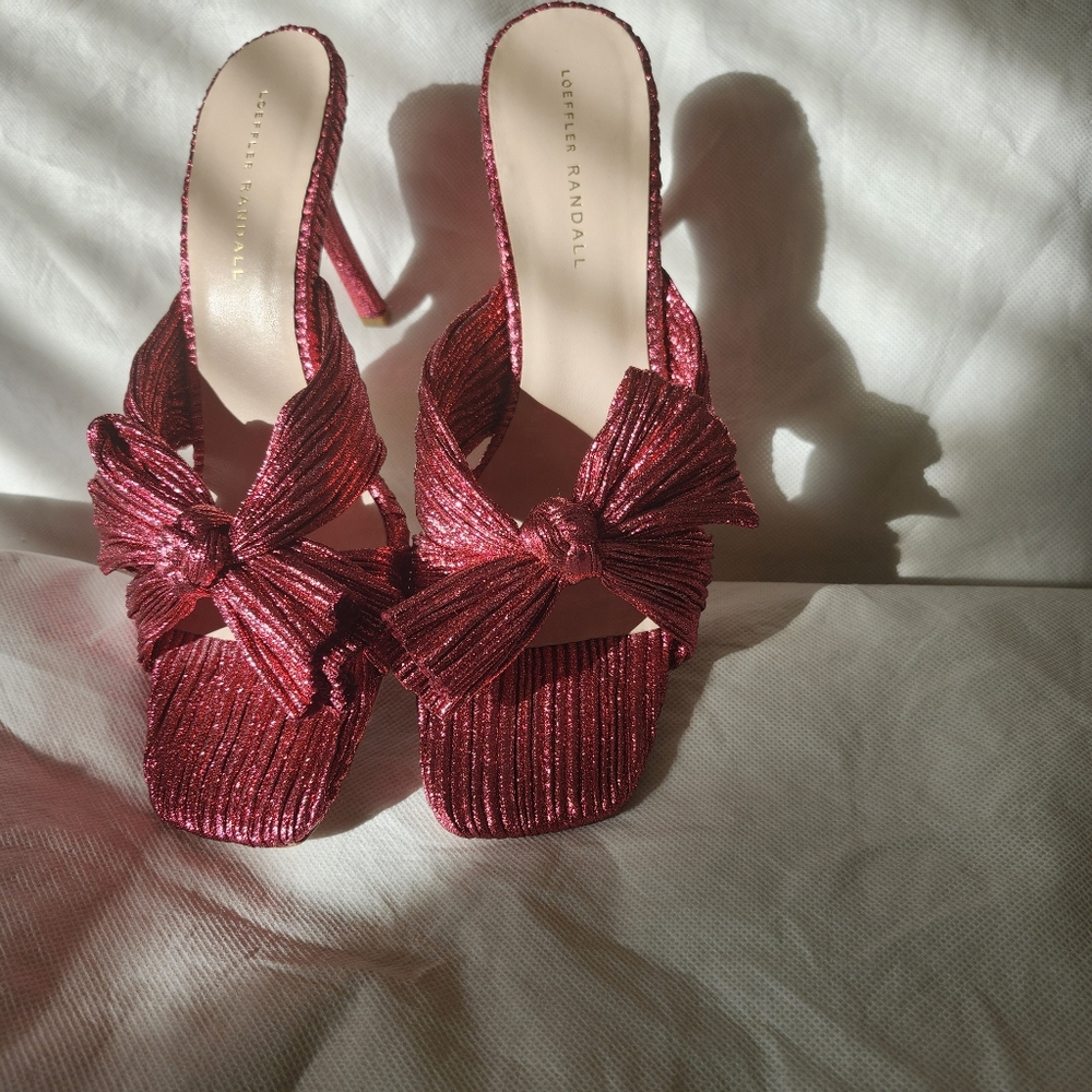 SOLD!!Loeffler RandallClaudia Pleated Skinny-Heel Mules in Fuschia Sz 11.5 - Picture 4 of 7